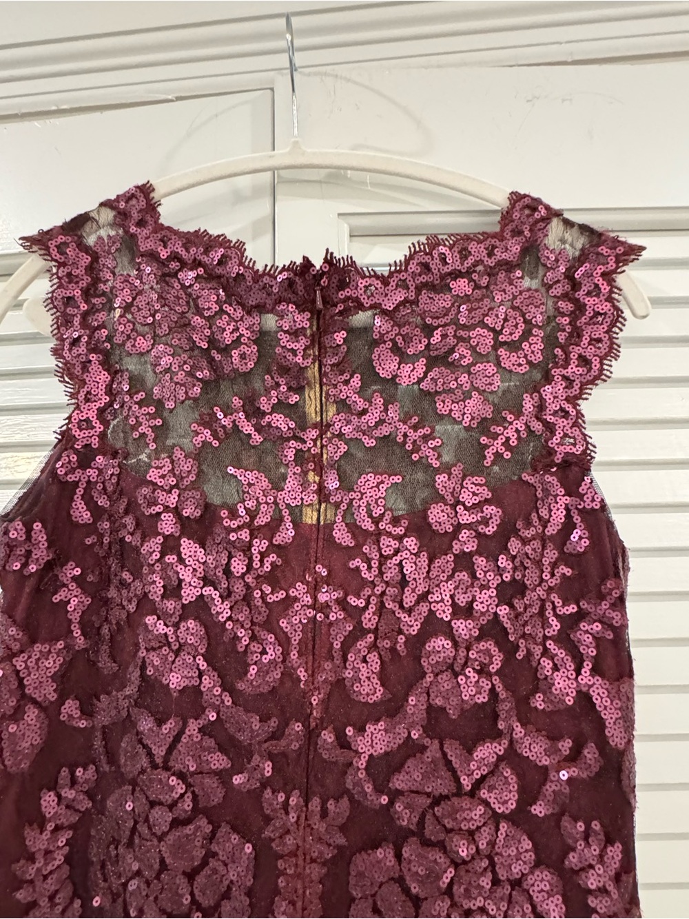 Tadashi Shoji Burgundy Floral Lace Midi Dress - Picture 7 of 10